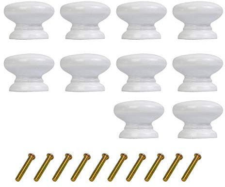 10PCS Drawer Knob Pull Handle White Wooden Cabinet Knobs for Home Office Kitchen Cupboard Dresser DIY