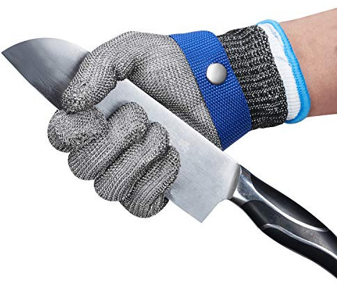 ThreeH Schnittfeste Handschuhe Edelstahl 316L Butternetzhandschuhe aus Draht Schutzhandschuh für Stufe 5 GL09 XL (1 Stück)