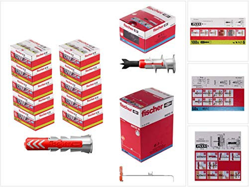 Fischer Profibox Duo Line (DUOPOWER 6 x 30) – Universal Dowels, Powerful 2-Component Dowels, Plastic Dowels for Attaching to Concrete, Brick, Stone, Plasterboard and Much More, with 1100 Pieces