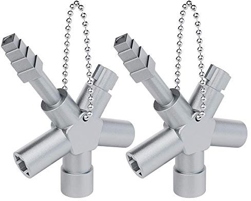 ABSINA Universalschlüssel mit 4 Profile 2er Pack - Dreikantschlüssel Vierkantschlüssel Schaltschrankschlüssel Vierkant Dreikant - Universal Schlüssel für gängige Schränke & Absperrsysteme