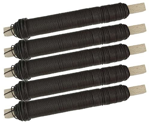 varivendo Wickeldraht Blumendraht Bindedraht – 5 Rollen à 100 g, braun, ca. 0,65 mm – Draht zum Basteln für Kränze, Adventskranz Deko, Garten, Floristendraht auf Holzstäbchen