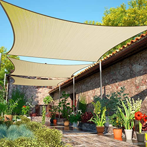 ShadeMart 30 cm x 45 cm beige solskyddssegel UPF50 rektangel baldakin tyg skärm smTAPR1218, vatten- och luft genomtränglig och UV-beständig, kraftig, carport uteplats utomhus – (vi anpassar storleken)