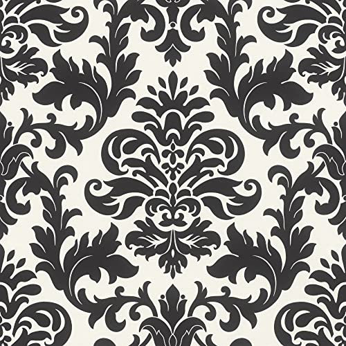 Rasch Papier peint 278507 - Noir et blanc avec ornements incurvés de style baroque - 10,05 m x 0,53 m (L x l)