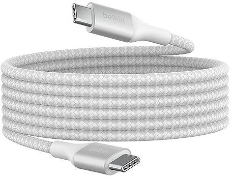 Belkin BoostCharge USB-C to USB-C Power charger cable, USB-IF certified fast charging cable with 240W Power Delivery for iPhone 17, 16, 15, MacBook, Chromebook, Galaxy, iPad, Pixel & More - 2m, white