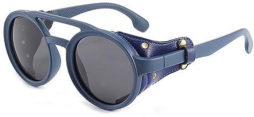 SHEEN KELLY Gotiska motorcykel solglasögon för kvinnor män steampunk vintage runda solglasögon wrap retro sidoskydd