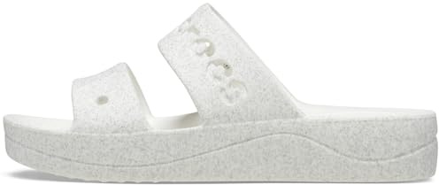 Crocs Women's Sandal, Baya Platform Glitter Sandal, White, 6 UK Women