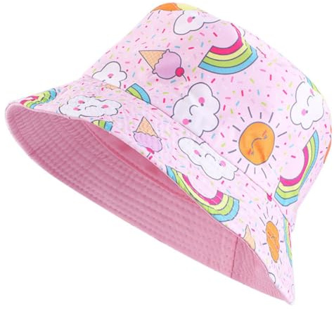 JOCXZI Berretti e Cappellini per Bambina,Cappello da Sole per Bambina a Tesa Larga Estivo in Cotone per Bambini, 48-52 cm, Adatto per 2-8 Anni