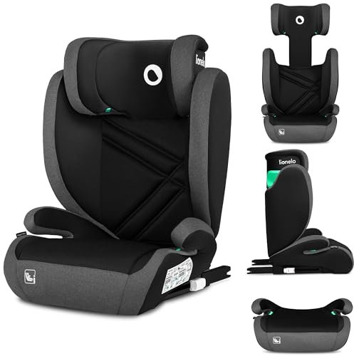Lionelo Hugo I-size Seggiolino Auto ISOFIX con l'ultima Norma i-Size R129 per bambini Gruppo 2-3 (100-150cm) Poggiatesta a 8 Livelli,Memory Foam,Poggiabraccia,Protezione