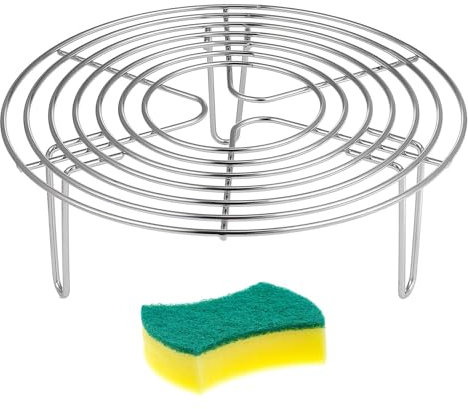 Griglia per Cottura a Vapore, Griglia di Raffreddamento Rotonda, Acciaio Inossidabile Steamer Rack, Cremagliera del Vapore della Cucina, per Cuocere, Cuocere, Cuocere a Vapore (20*7cm, Argento)