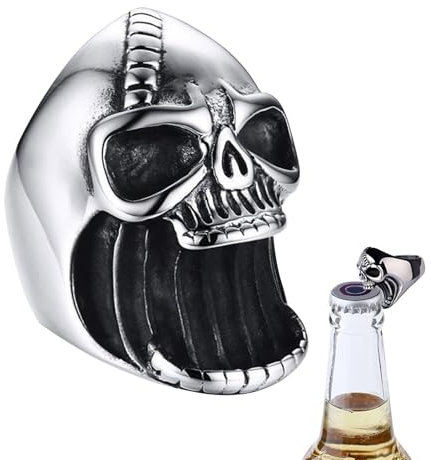 Décapsuleur de bière pour homme, bague décapsuleur tête de mort gothique, bague décapsuleur, bague d'Halloween en forme de tête de mort, bague décapsuleur tendance, bijoux punk motards pour homme
