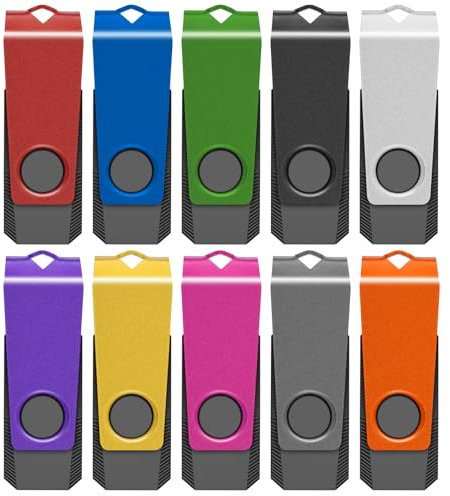 TEWENE Memoria USB de 8 GB USB Stick 3.0 Flash Drive 10 unidades, unidad de pulgar, almacenamiento USB con llavero y calcomanía para computadoras, coches y televisores