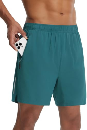 baleaf Pantaloni da ciclismo da uomo, imbottiti con tasche, 2 in 1, per mountain bike, 18 cm, estivi, verde, L