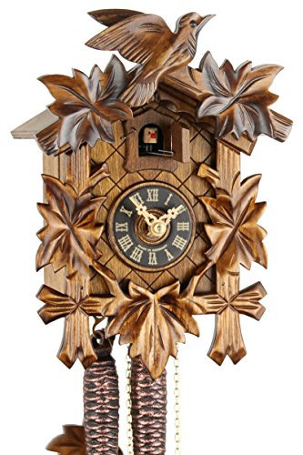 Eble Kuckucksuhr Original Schwarzwälder Kuckuckuhr Echtholz mechanisches 1-Tag Laufwerk NEU VDs Zertifikat Fünflaub 23cm- 20-01-12-10