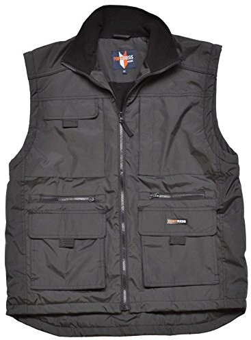 Mens Multi Pocketed Bodywarmer Waistcoat Fleece Lined For Warmth LINCOLN Vest Fortress Internal Wallet Pocket Two Lower Patch Pockets Chest Pockets Full Zip Warm Work Designed by Tuff Stuff Suitable For Many Uses Outerwear Walking Countrywear Black M (40-42'' Chest)