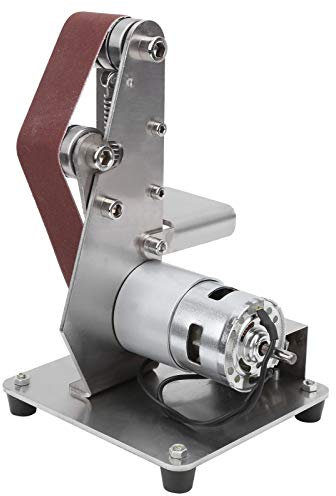 Bench Grinders, Desktop Belt Sander DIY Fixed Polishing Grinding Machine Electric Belt Grinder Machine with Speed Control Power Supply and Belts Burnishing for Turning Plastic Polishing Wood(UK Plug)