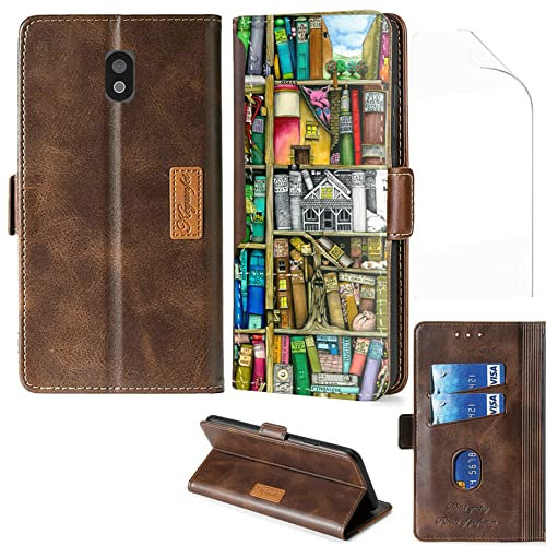 Aroepurt Flip Hülle Für Cat S42 Hülle + Film Weicher TPU Panzerglas PU Leder Stand Case Cover CPT-SJ