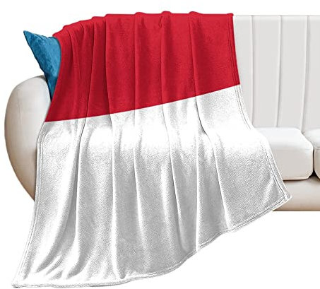 Higoss Monacos flaggfilt, landsflagga överkast, plysch, supermjuk varm flanellfilt för bäddsoffa sofföverdrag stol – bra present till vänner män kvinnor 102 x 127 cm