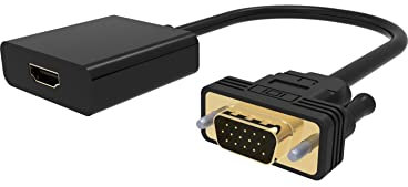 baolongking HDMI Female to VGA Male Adapter, HDMI Input to VGA Output Adapter with 3.5mm Jack Plug Compatible with TV Stick, Computer, Laptop, Monitor, Projector, Raspberry Pi, Roku, Xbox and More