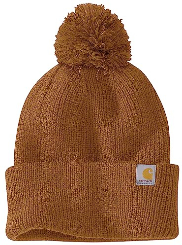 Carhartt Cappello da donna con pompon in acrilico, Marrone (Carhartt Brown), Taglia unica