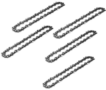 Wrneaoch 5 pièces Chaine de Tronconneuse 8 pouces, Chaine Tronconneuse Avec Guide Meule 45 Drive Links, ChaîNes Tronçonneuses pour la Coupe du Bois, Branches d'Arbres, élagage