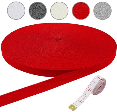 45m 15mm Bias Binding Tape for Sewing, Cotton Tape Twill Webbing Ribbon Sew Herringbone Tapes for Sewing Dressmaking Alterations Craft Apron