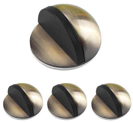 4pcs Self Adhesive Door Stoppers,Mounted Half Moon Door Stop,Polished Oval Door Stoppers for Floor with Glue Wall Protector,Stainless Steel Door Stops Indoors for Home & Office Use（Silver & Bronze）