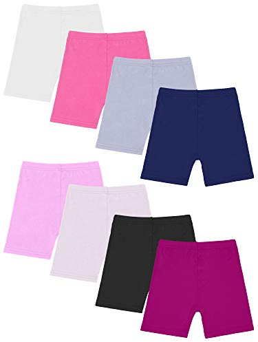 Ruisita 8 Pack Girls Bike Cartwheel Shorts Toddler Under Dress Dance Short Kids Safety Shorts(2-14 Years Old and up)