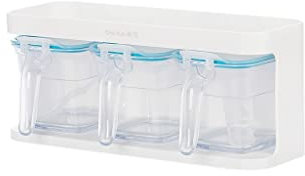 Contenedor de sal,Azucarero,Lata de especias,Tarro de condimentos Caja de condimentos Juego de combinación de múltiples rejillas de cocina Tarro de condimentos Tarro de condimentos Caja de almacenamie