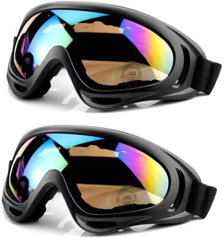 BECILES Occhiali da sci snowboard, protezione UV, occhiali da motocross, compatibili con casco, anti-appannamento, occhiali sportivi per sci, moto e bicicletta