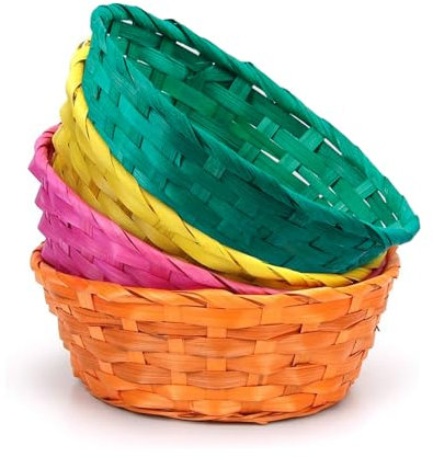 4 Stück Osterkörbchen, ostern deko Bunte körbchen geflochten,Fillable Osterkorb,Enthält rot grün orange und gelb für Ostern Dekorationen und korb ostern geschenke