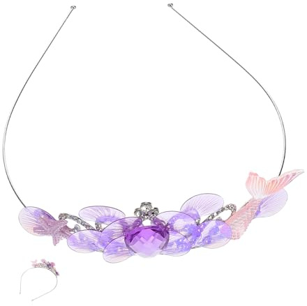 DEARMAMY bandeau de sirène décoration de fête bébé diadème élastiques à cheveux pour petites filles bandeau enfant en bas âge diadème de cosplay accessoires de sirène strass en plastique