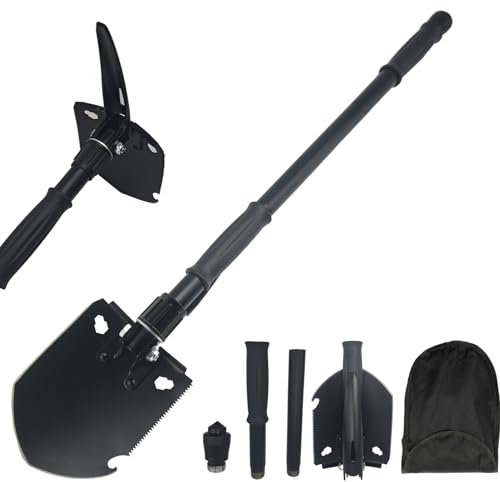 Pala Plegable Multifuncional 81.5 cm, Pala de Nieve Plegable, Pala Plegable Militar, Pala de Supervivencia Camping, Portátil Pala Plegable para Camping, Jardín, Supervivencia, Senderismo, Car