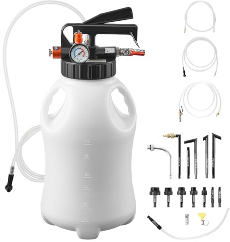VEVOR Estrattori di Liquidi per Veicoli 8 L, Pompa di Trasferimento Pneumatica per Estrattore di Fluido per Olio ATF con 15 Adattatori ATF, Erogatore per Estrattore di Olio con Serbatoio in HDPE
