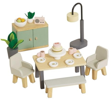 Le Toy Van - Wooden Daisylane Dining Room Dolls House Accessories Play Set For Dolls Houses, Dolls House Furniture Sets - Suitable For Ages 3+