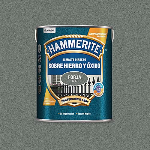 Hammerite Esmalte directo sobre hierro y óxido, Forja, Color Gris, 5 L (Paquete de 1)