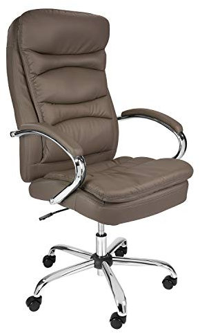 TPFLiving Bürostuhl Schreibtischstuhl ergonomisch XXL bis 210kg Drehstuhl Queens - Schwerlast Computerstuhl Modern aus Kunstleder mit abgebremsten Rollen - Belastbar bis 210kg - Braun