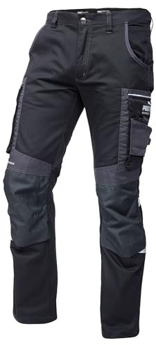 PUMA Workwear Precision X Arbeitshose für Herren - Premium Bundhose mit vielen Taschen und verstärkten Kniepartien - für Handwerk, Produktion und Baugewerbe, Farbe: Schwarz/Anthrazit, Gr.: 46