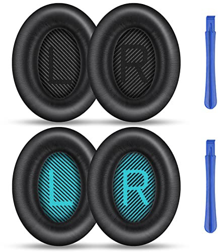 Ainiv Coussinets Casques pour Bose, 2Paires Oreillette de Remplacement Compatible avec Bose QuietComfort 15 QC15 QC2 QC25 QC35 QC35II AE2 AE2i AE2w SoundTrure SoundLink Casque Circum-Aural(Noir/Bleu)