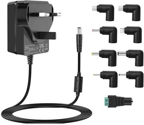 5V 3A Charger DC Power Supply AC Adapter for 5Vdc Baby Monitor Record Player, LED Strip, Massage Gun & More, with 8 Tips - AC 100-240V to DC 5 Volt 3A 2A 1.5A 1A Converter.