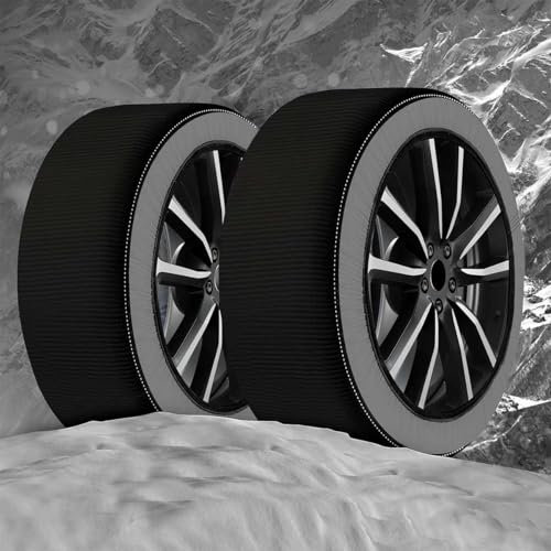 2 Stück Textil Schneeketten Homologierte EN 16662-1, Farbe Schwarz, Größe XXL, Winterreifen Schneesocken für Autos, Leicht zu Installieren (Schwarz, XXL)