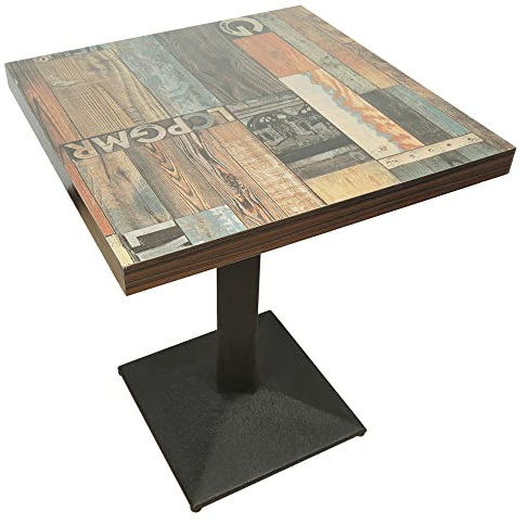 SHISHI Tavolo da pranzo industriale retrò, altezza 75 cm, tavolo bar cucina quadrata, tavolo da cucina in metallo e legno, tavolo da bistrot per 1-4 persone (marrone-nero D3 60×60×75 cm)