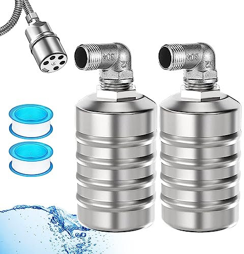 2 Stück Schwimmerventil 3/4 Zoll, Edelstahl Schwimmkugelhahn Automatisches Wasserstandsregelventil mit 2 Dichtungsband für Wassertank, Wassertürme Pools (Typ B, 3/4 Zoll)
