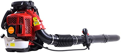 Somerway Benzin-Laubbläser, 3,5 kW, 7250 U/min, Gartenlaubsammler, 900 CFM kabelloser Laubsauger, ergonomisches Design, Grasbläser, für Garten, Terrasse, Park, Hof (rot)