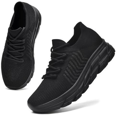ELAPHURUS Damen Sneaker Turnschuhe Leicht Laufschuhe Sportschuhe Freizeitschuhe Atmungsaktiv Walkingschuhe, Schwarz, 38 EU