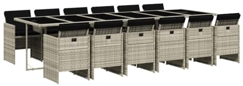 vidaXL Ensemble à Manger de Jardin avec Coussins 5 pcs, Table et Chaise de Terrasse, Meubles de Patio, Mobilier d'Extérieur, Gris Clair Résine Tressée