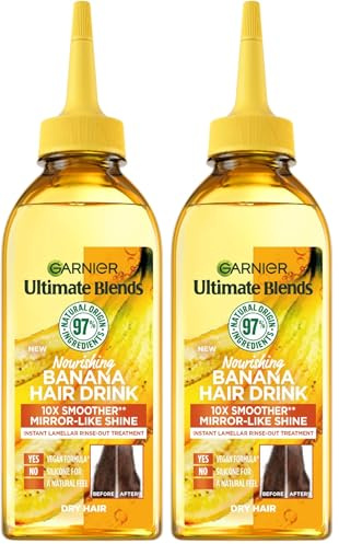 Garnier Instant Lamellar Water, Rinse-Out, Liquid Conditioner, For Dry Hair, Ultimate Blends Nourishing Banana, Hair Drink, 200ml (Pack of 2)