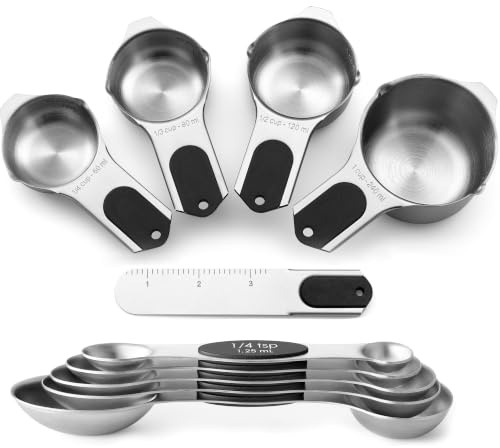 Spring Chef Magnetic Measuring Cups & Spoons Set of 9 with Leveler, Black