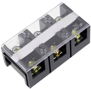 Rebower Barrettes de Connexion à Bornes à Vis de Barrière à Double Rangée de 3 Positions, 600V 60A (avec Couvercle) pour Fils de Connexion, Circuits Électroniques - 1 Pcs/Noir