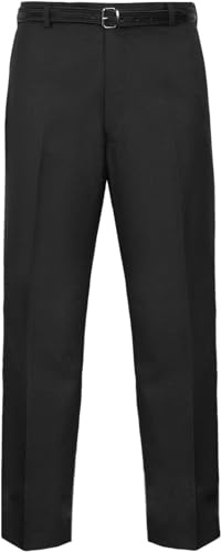 Mens Formal Trousers, Smart Casual Business Executive Office Work Home Straight Leg Flat Front Everpress Pockets Smart Dress Pants Waist Sizes UK 30 to 50 Inches