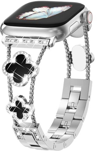 CHANCHY Correa de repuesto para Apple Watch, 38 mm, 40 mm, 41 mm, 42 mm (series 10) para Apple Watch, pulsera de acero inoxidable para iWatch Series 10/9/8/7/6/5/4/3/2/1/SE, plata/negro